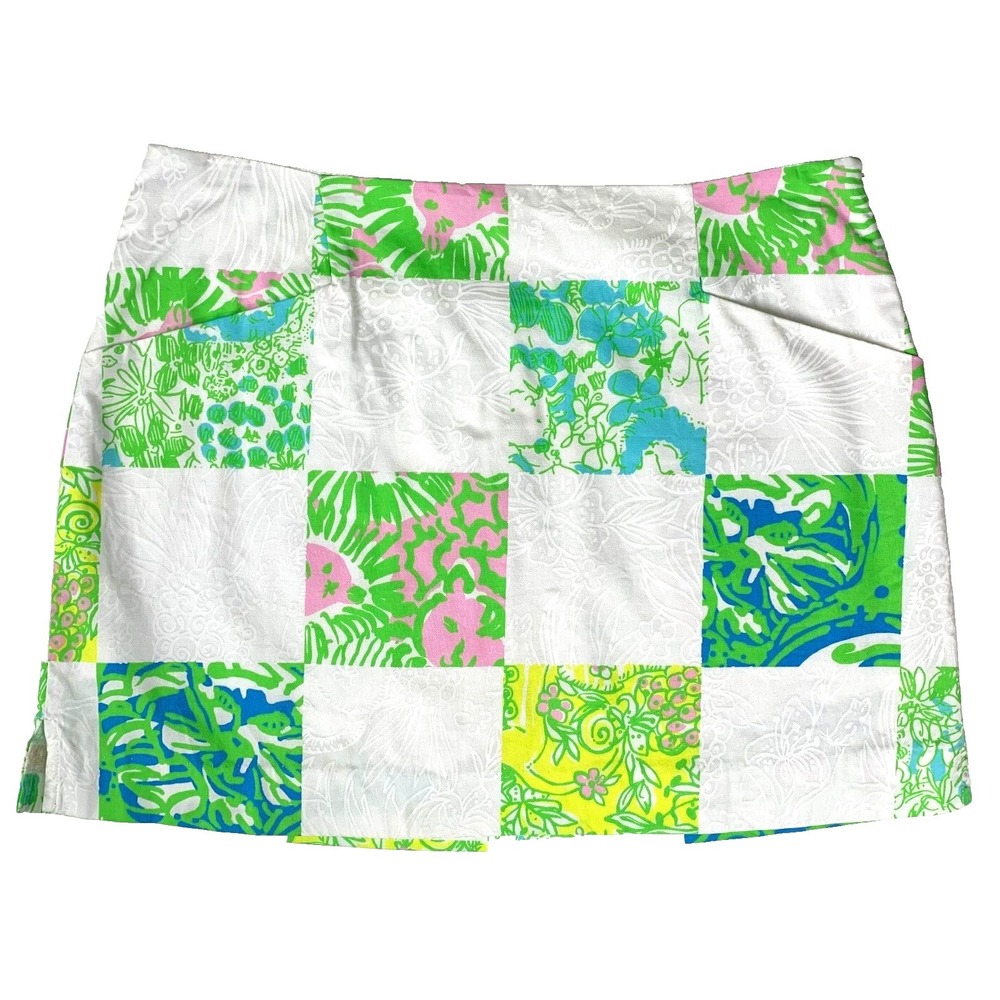 Lilly Pulitzer January Skort Lioness Printed Patch‎ sz 0 Cotton Pockets Preppy